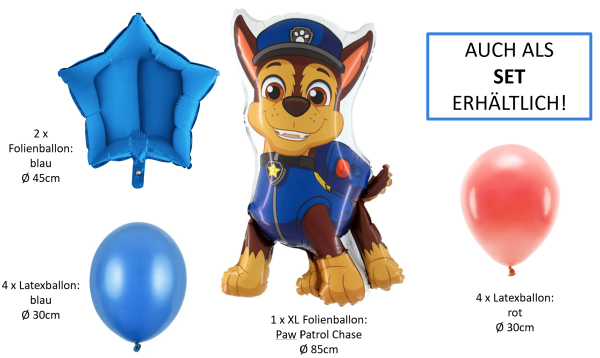 XXL Folienballon Figur - Paw Patrol: Chase - ø 85cm